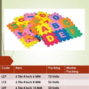 6 Tiles 4 Inches 6mm (L27) , 6 Tiles 4 Inches 8mm (L12) and 6 Tiles 4 Inches 10mm (L09)